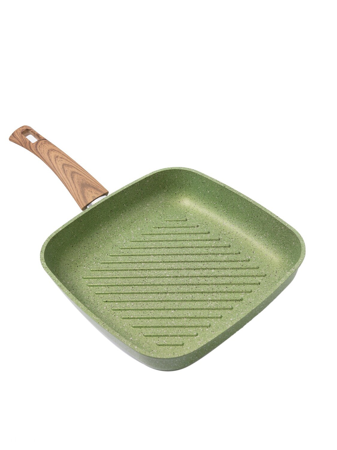 Сковорода-гриль квадратная литая Сила природы с антипригарным покрытием, зеленая 26*26 см