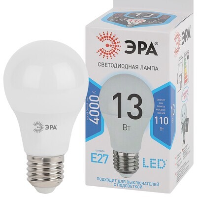 Лампа светодиодная в форме груши Е27, 13 Вт, нейтральный белый свет