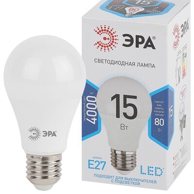 Лампа светодиодная в форме груши Е27, 15 Вт, нейтральный белый свет