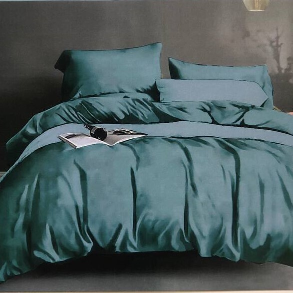 Комплект постельного белья из сатина  аквамаринового цвета 2 спальный