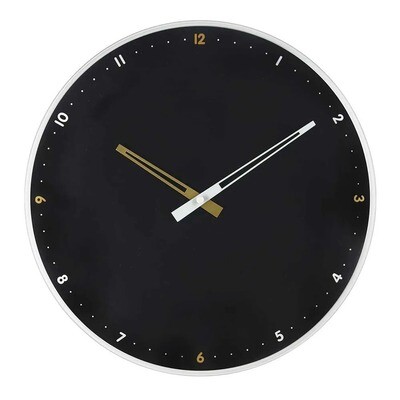 Часы настенные черный корпус с черным циферблатом, 30 см