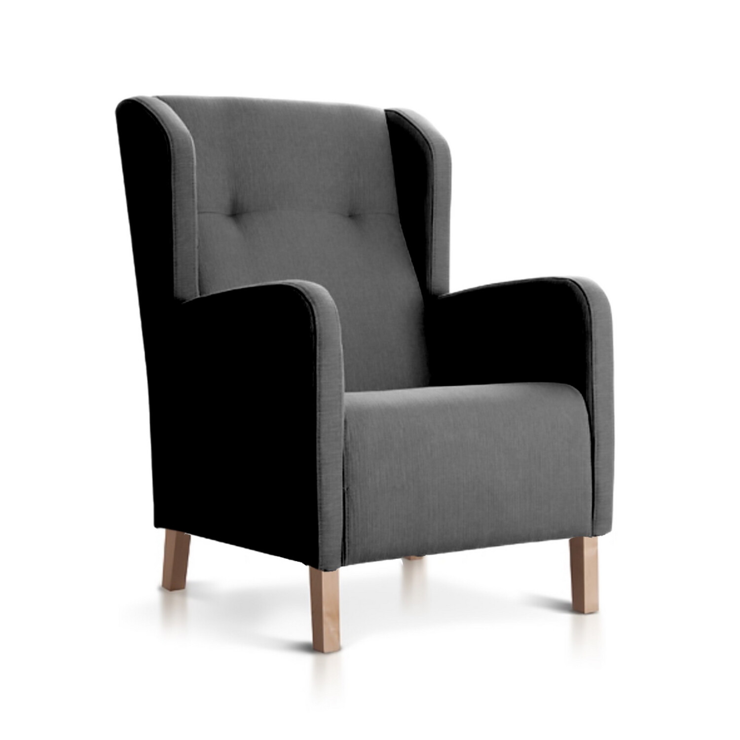 Кельвин кресло (темно серый бархат, ножки светлое дерево)