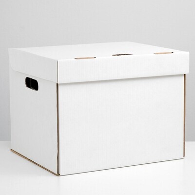 Коробка с крышкой картон белый 40*34*30 см