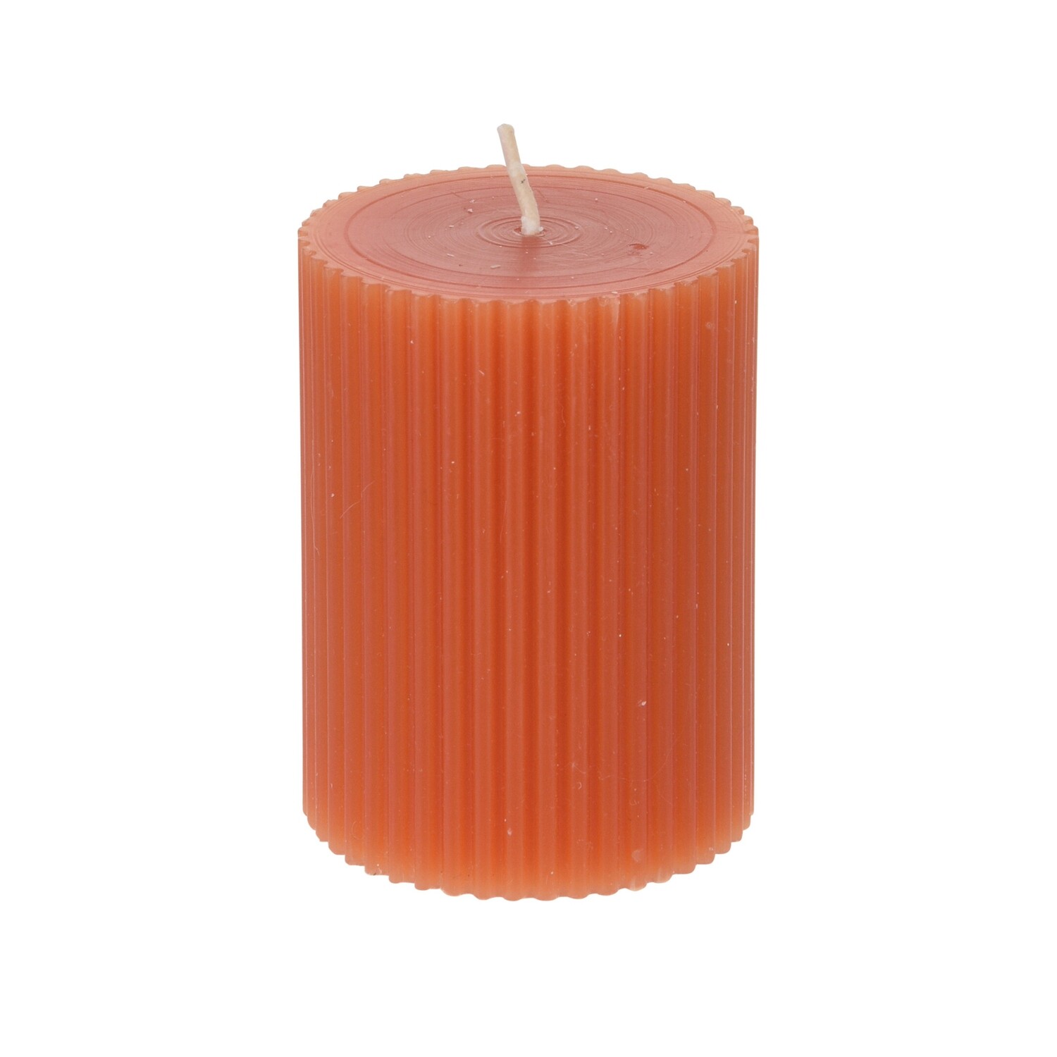 Свеча столбик ребристая оранжевая 6*8 см