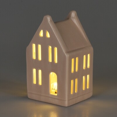 Декоративный домик из фарфора с подсветкой в ассортименте 6*5.5*10.2 см