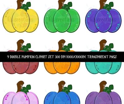 Cute Hand Drawn Pumpkin Clipart PNG – Fall Doodle Transparent Graphic Bundle