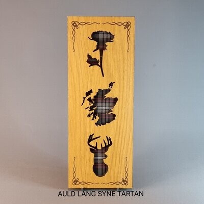 Scottish Portrait Style Oak Frame With Tartan & Thistle, Scotland & Stag - Celtic Knot Design