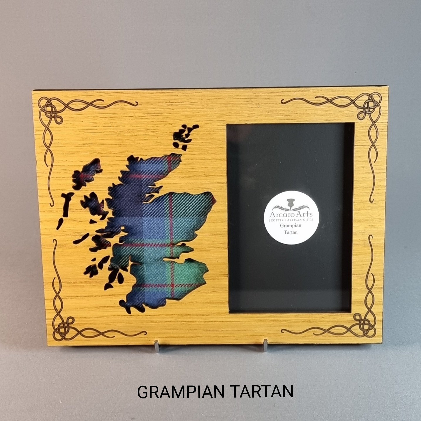 Scotland Map & Photo Frame With Tartan & Celtic Knot Design (6x4 photo)