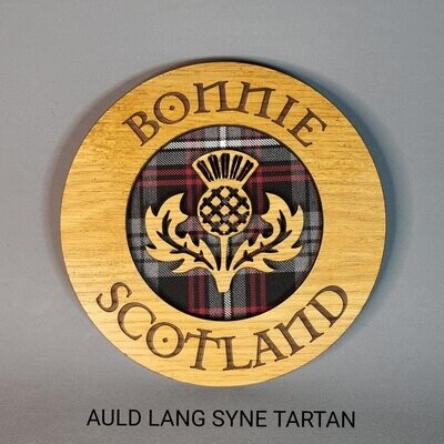 Scottish Thistle Round Oak Hanging wall plaque