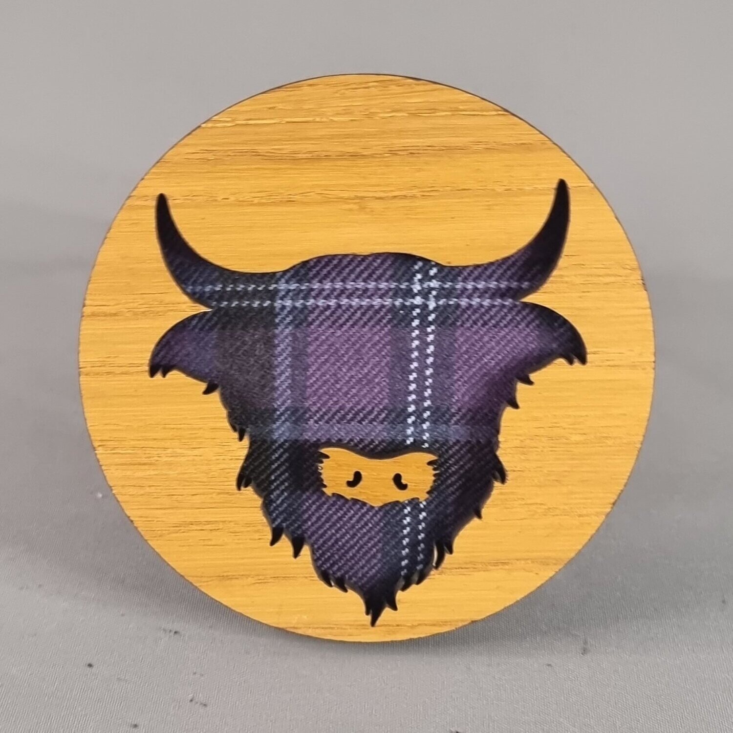 Tartan Scottish Highland Cow hanging Plaque