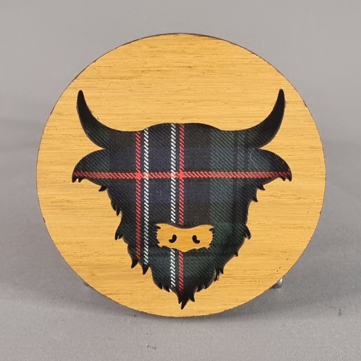Tartan Scottish Highland Cow hanging Plaque