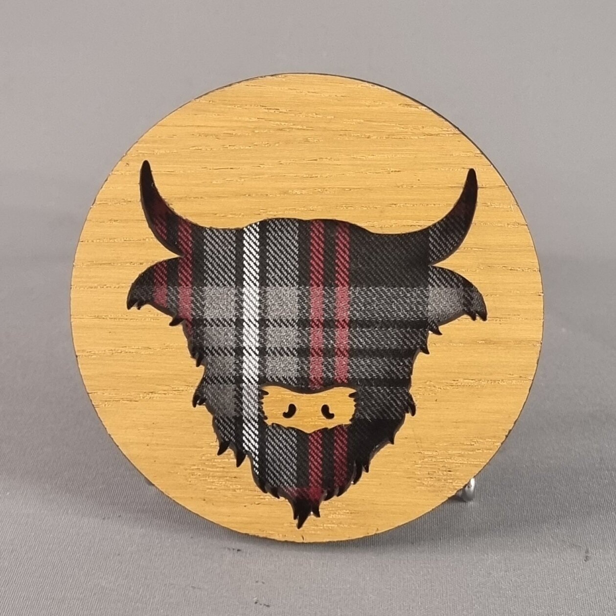 Tartan Scottish Highland Cow hanging Plaque, Tartan: Auld Lang Syne Tartan