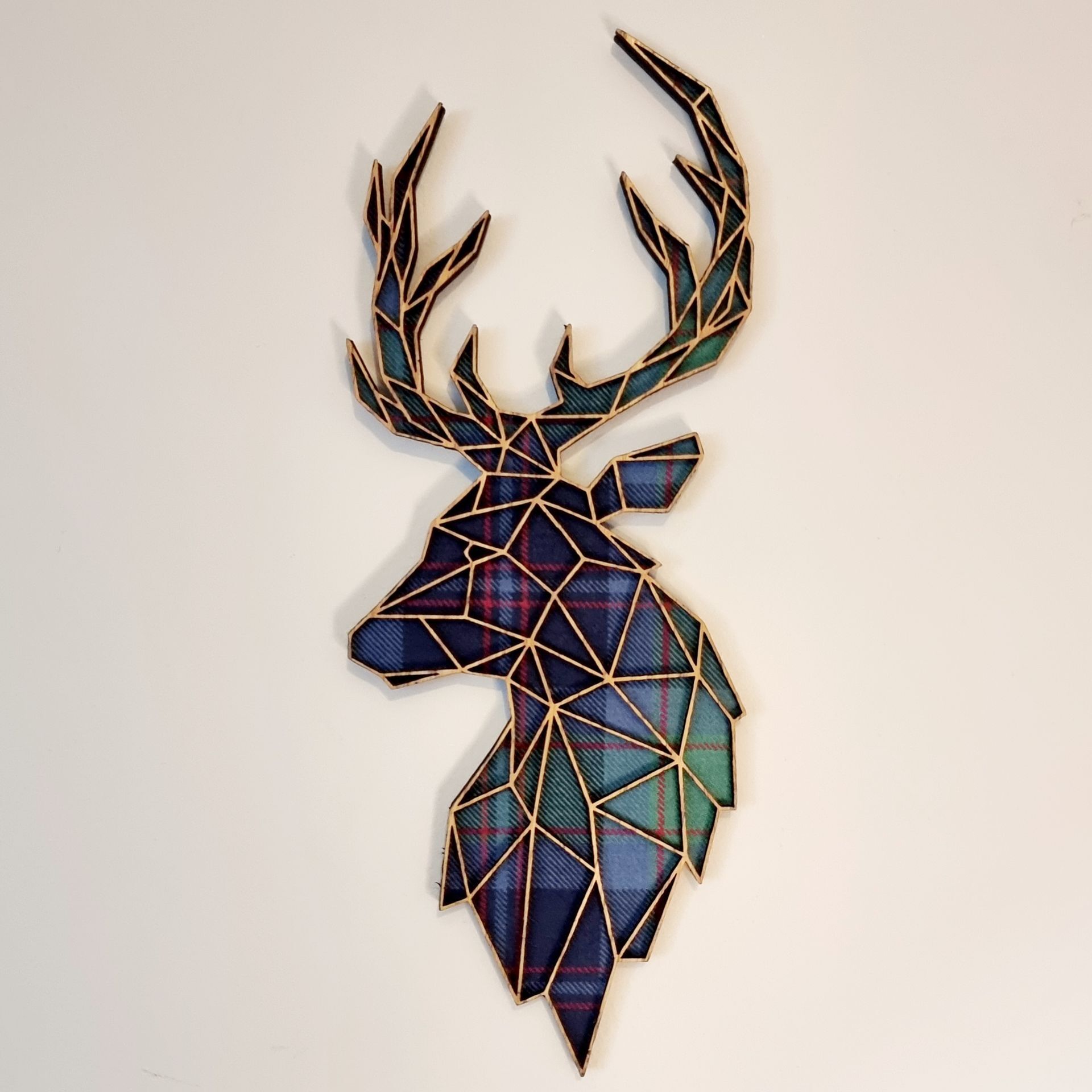Tartan Stag with oak veneer geo design