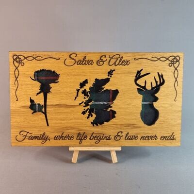 Personalised Landscape Style Oak Frame Trio - with family quote