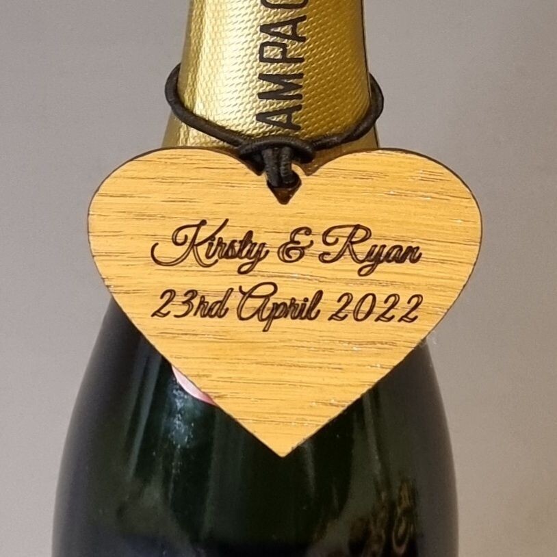 Heart bottle neck gift tag (add wording)