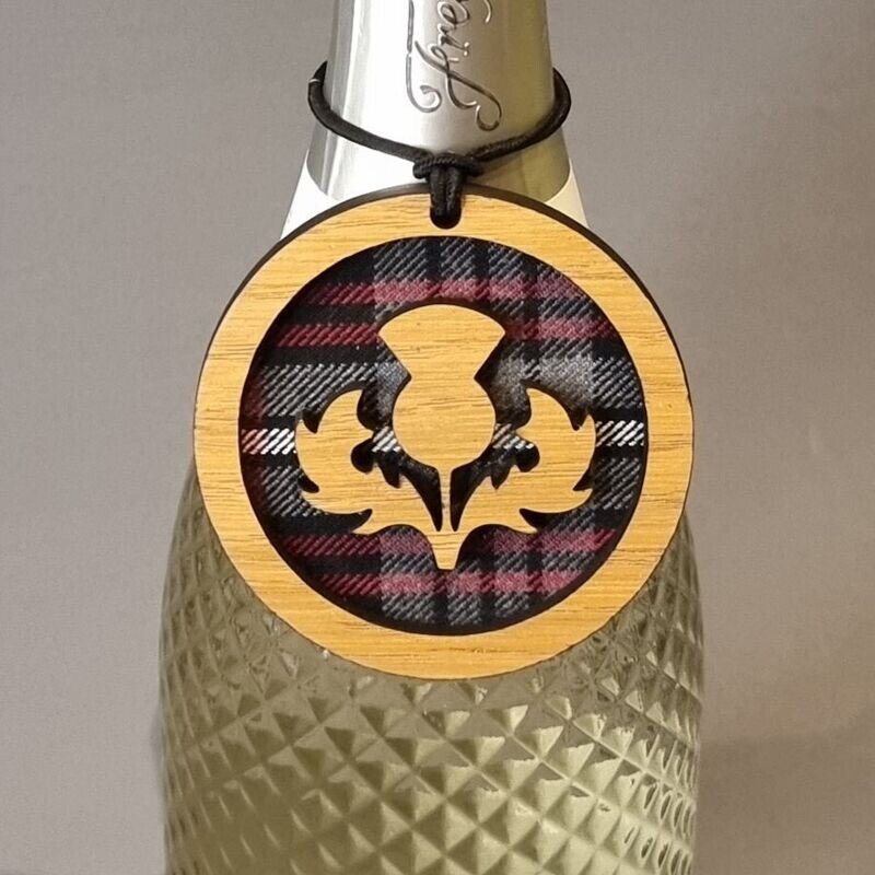 Tartan Thistle Bottle Neck Gift Tag