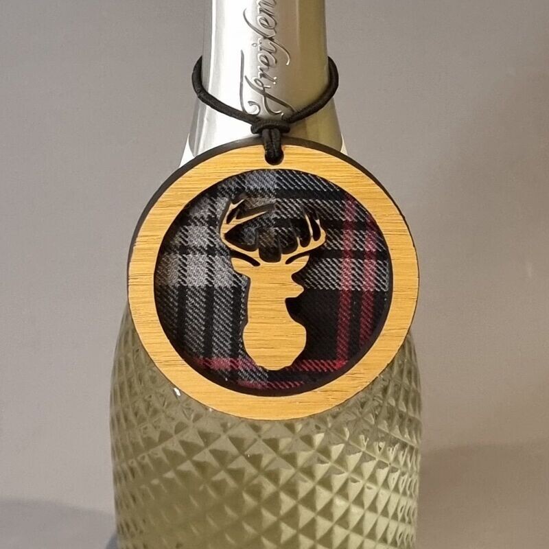 Tartan Stag Bottle Neck Gift Tag