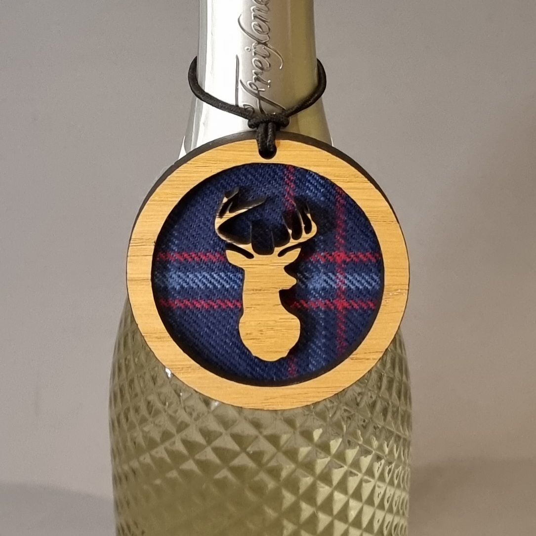 Tartan Stag Bottle Neck Gift Tag