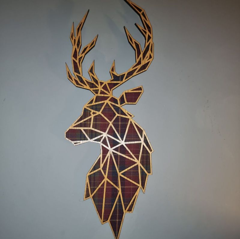 Tartan Stag with oak veneer geo design