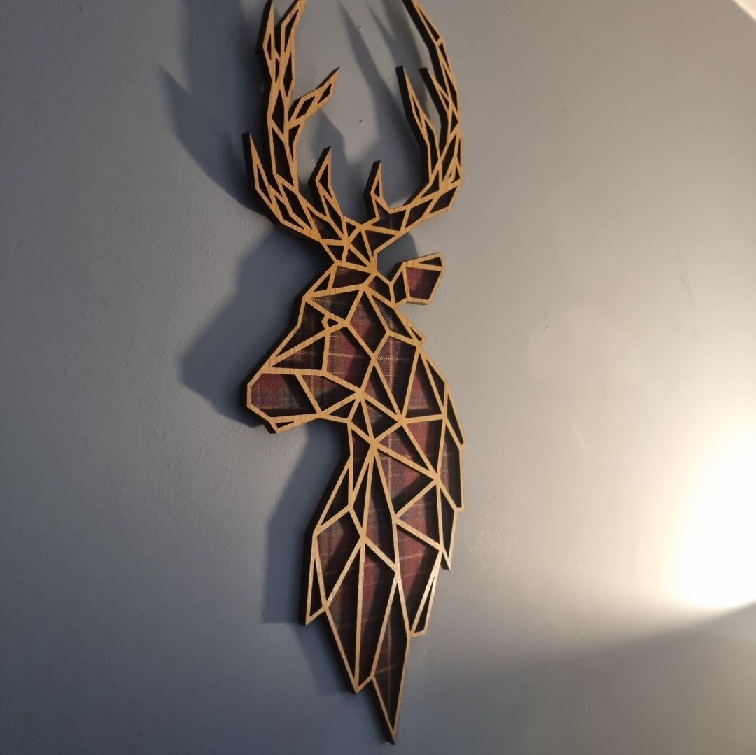 Tartan Stag with oak veneer geo design