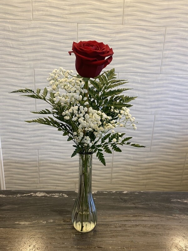Single Rose in a Bud Vase