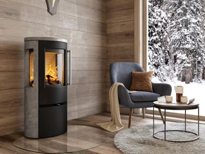 Kaminofen TT23RGS Speckstein 3-Seiten Kaminofen m.Panoramablick