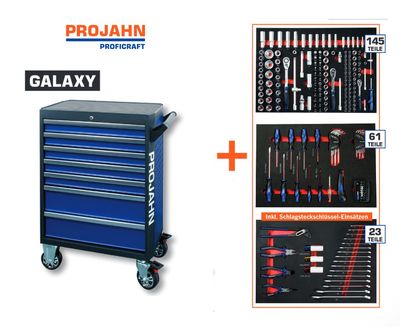 Werkstattwagen Galaxy - bestückt 229 tlg. 7 Schubf. Blau/Anthrazit