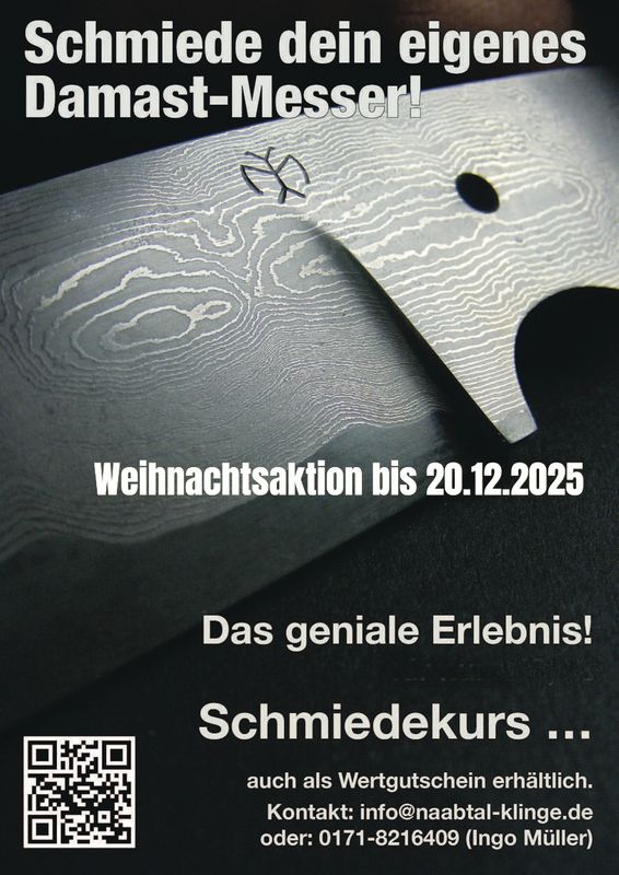 Weihnachtsaktion … schmiede Dein eigenes Damastmesser …