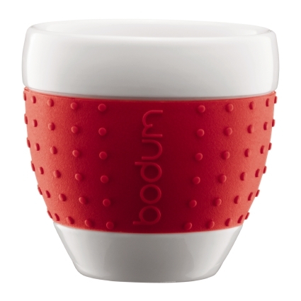 Bodum PAVINA, 2 Stück Tasse, 0,25l, Porzellan, rot