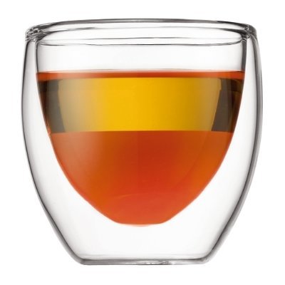 Bodum PAVINA, 2 Stück Glas, doppelwandig, 0,08l, transparent
