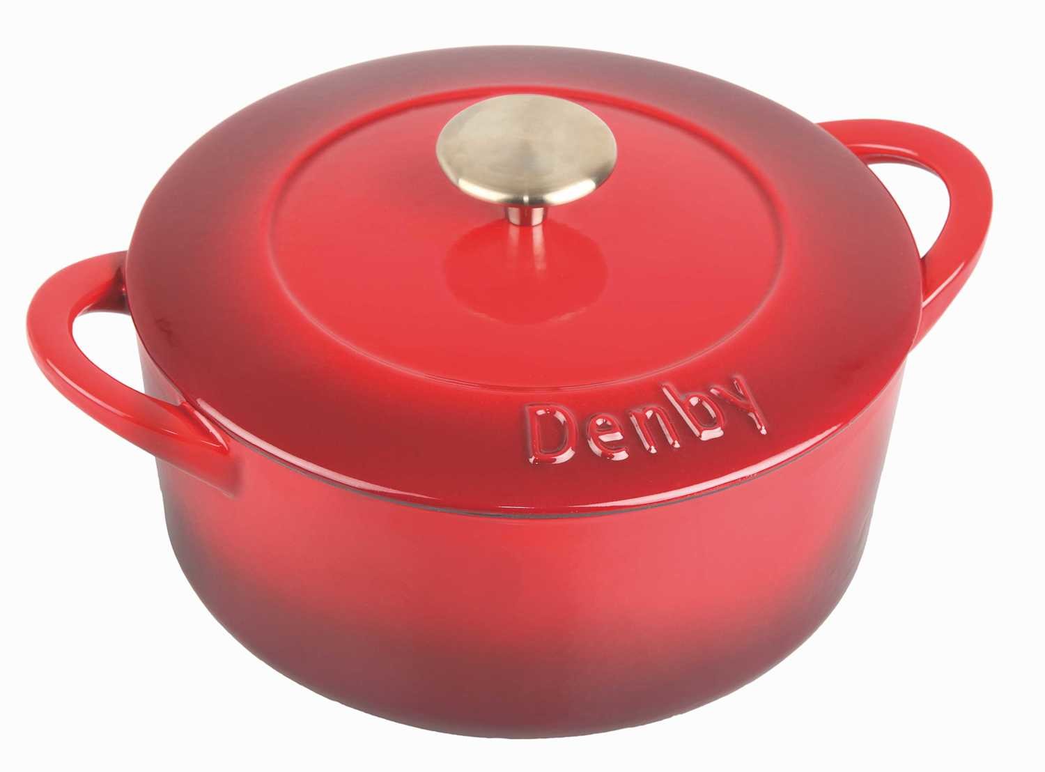Dendy Casserole rund Gusseisen 24 cm 4,0 l rot