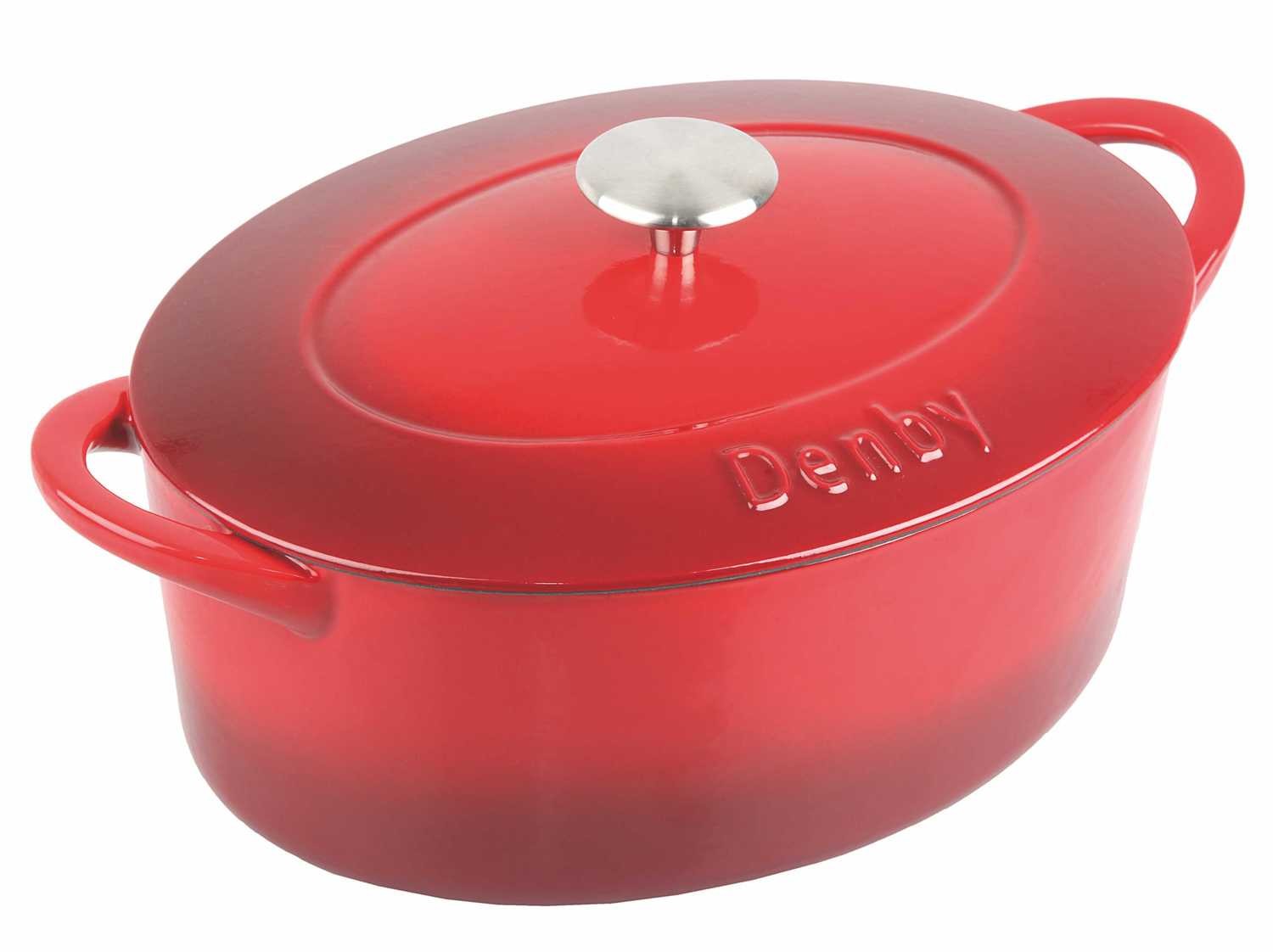 Denby Casserole oval Gusseisen 28 cm 4,2 l rot