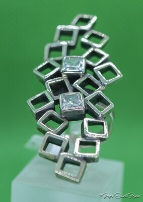Silver Square Shapes with CZ Stones