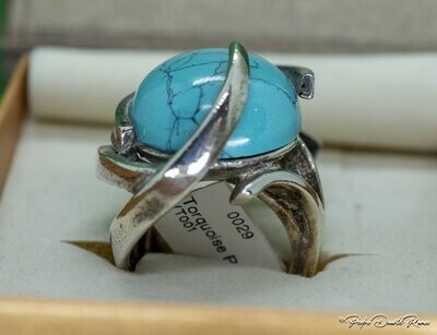 Silver Turquoise Wavy Ring