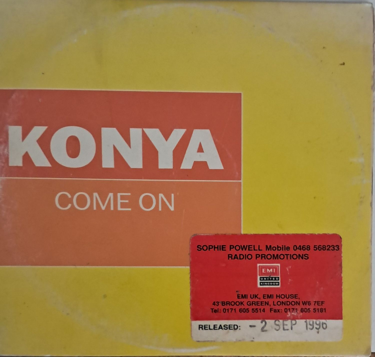 Konya – Come On Maxi Single (UK Pressing)(1996) (CD)