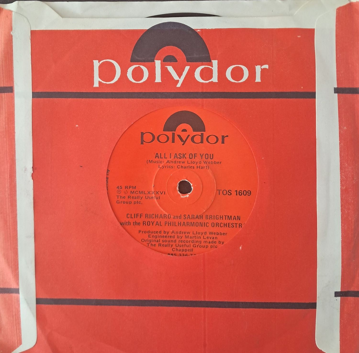 Cliff Richard, Sarah Brightman – All I Ask Of You (7" Single) (1986)