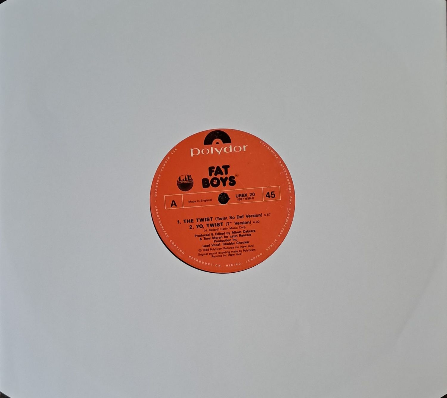 Fat Boys – The Twist (12" Maxi - UK Pressing - 45RPM - 1988)