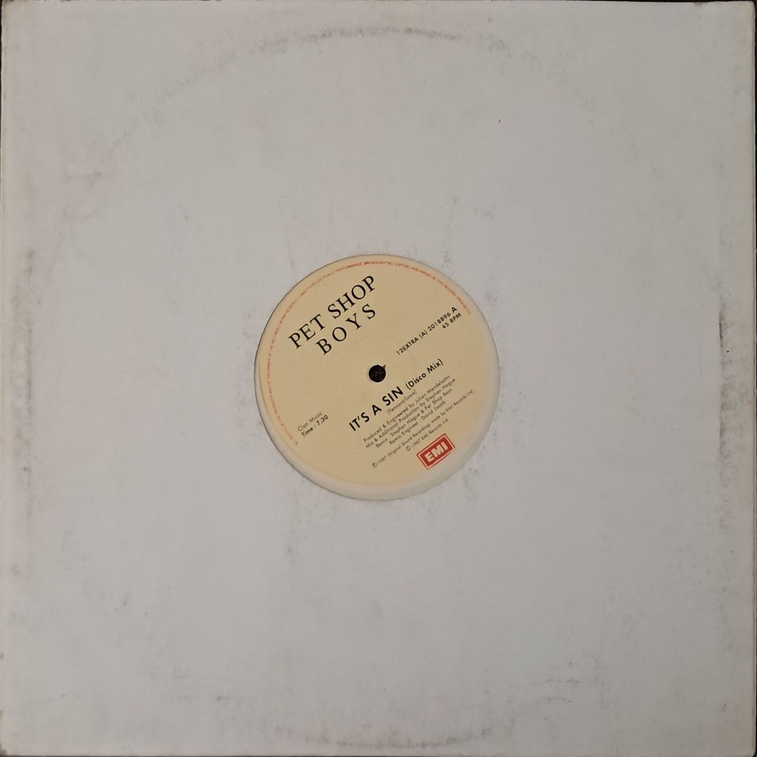 Pet Shop Boys – It's A Sin (Disco Mix) (12 Pet Shop Boys – It's A Sin (Disco Mix) (12" Maxi - 45RPM - 1987)