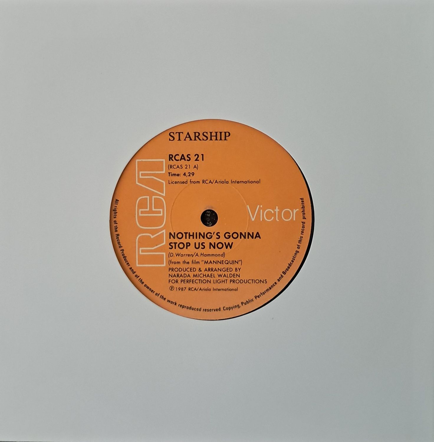 Starship – Nothing's Gonna Stop Us Now (7 Starship – Nothing's Gonna Stop Us Now (7"Single - 1987)