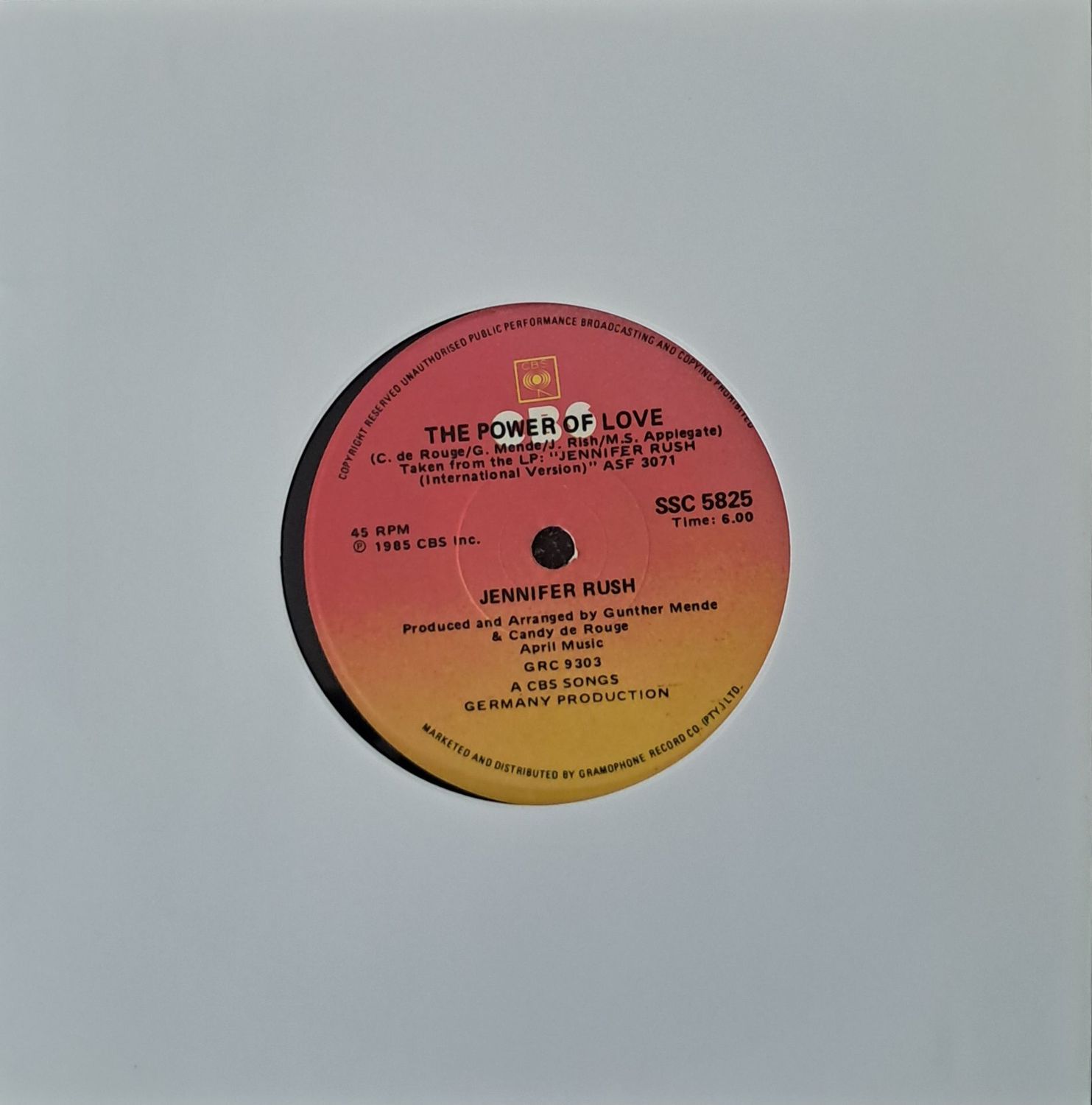 Jennifer Rush – The Power Of Love (7 Jennifer Rush – The Power Of Love (7"Single - 1985)