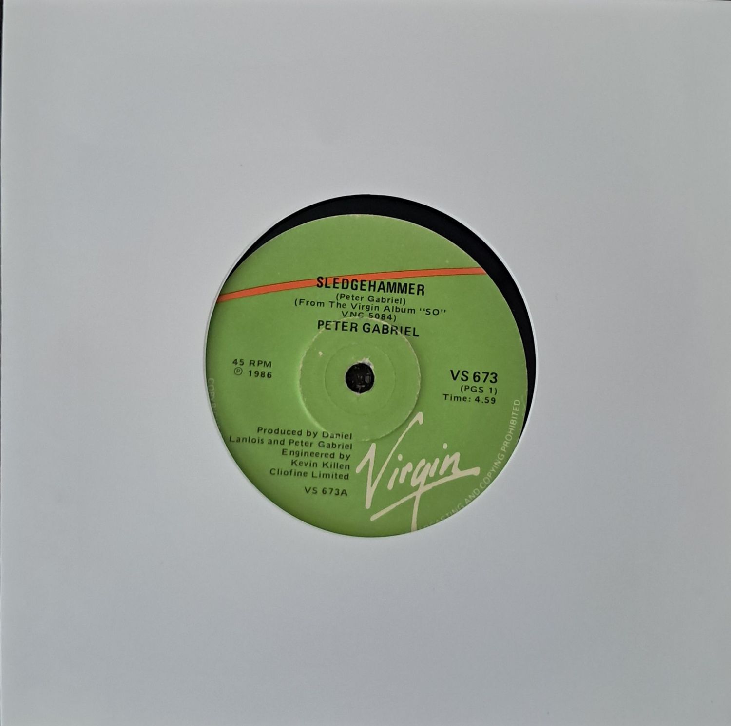 Peter Gabriel – Sledgehammer (7"Single - 1986)