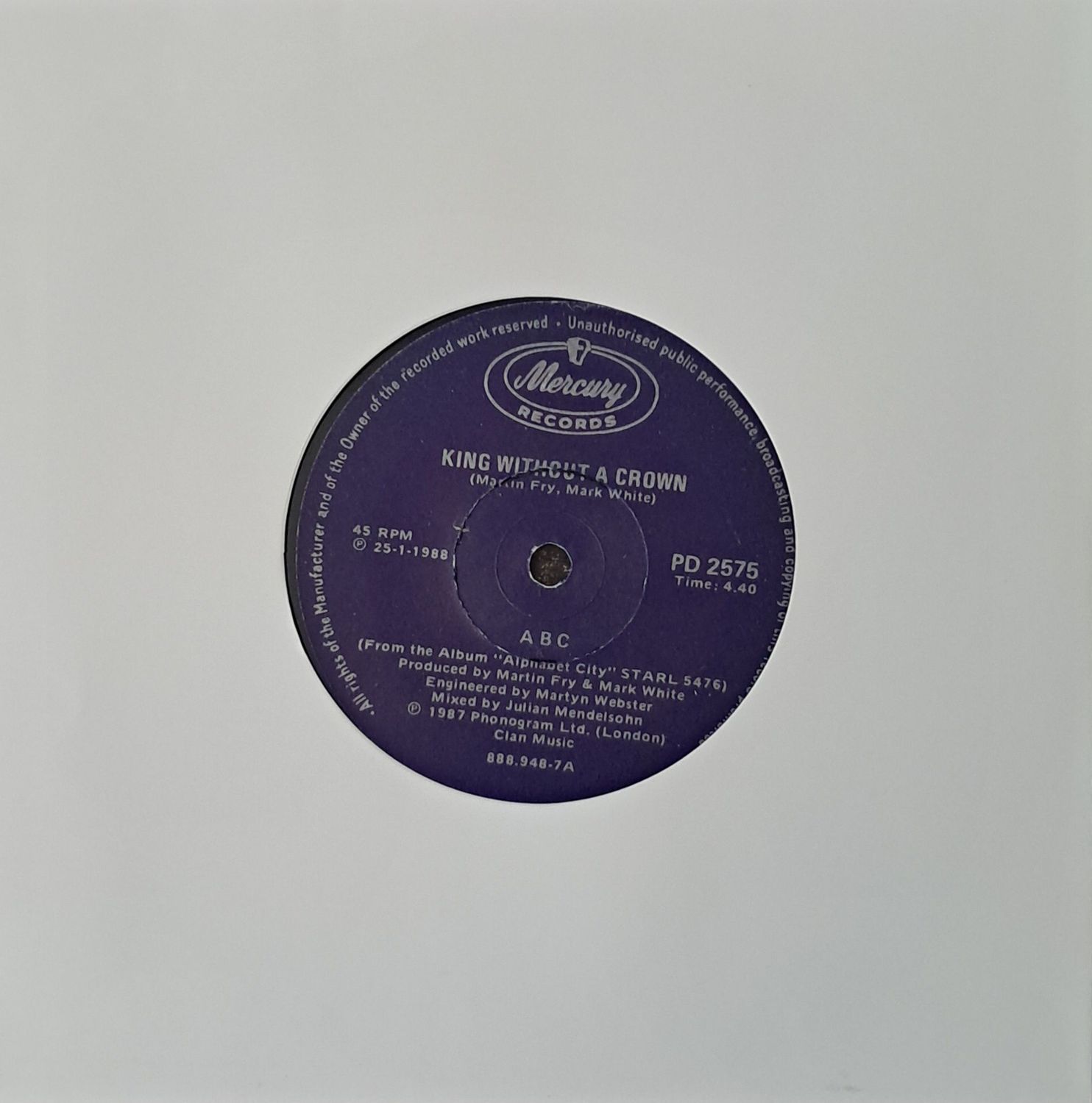 ABC – King Without A Crown (7"Single - 1987)