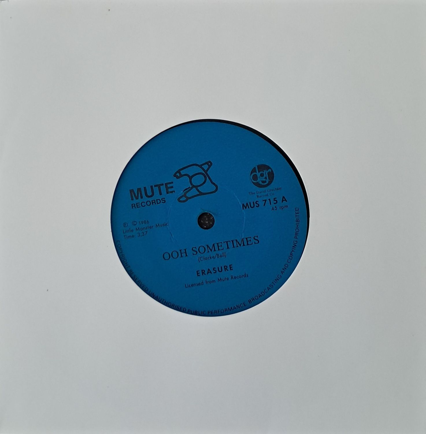 Erasure – Sometimes (7"Single - 1986)