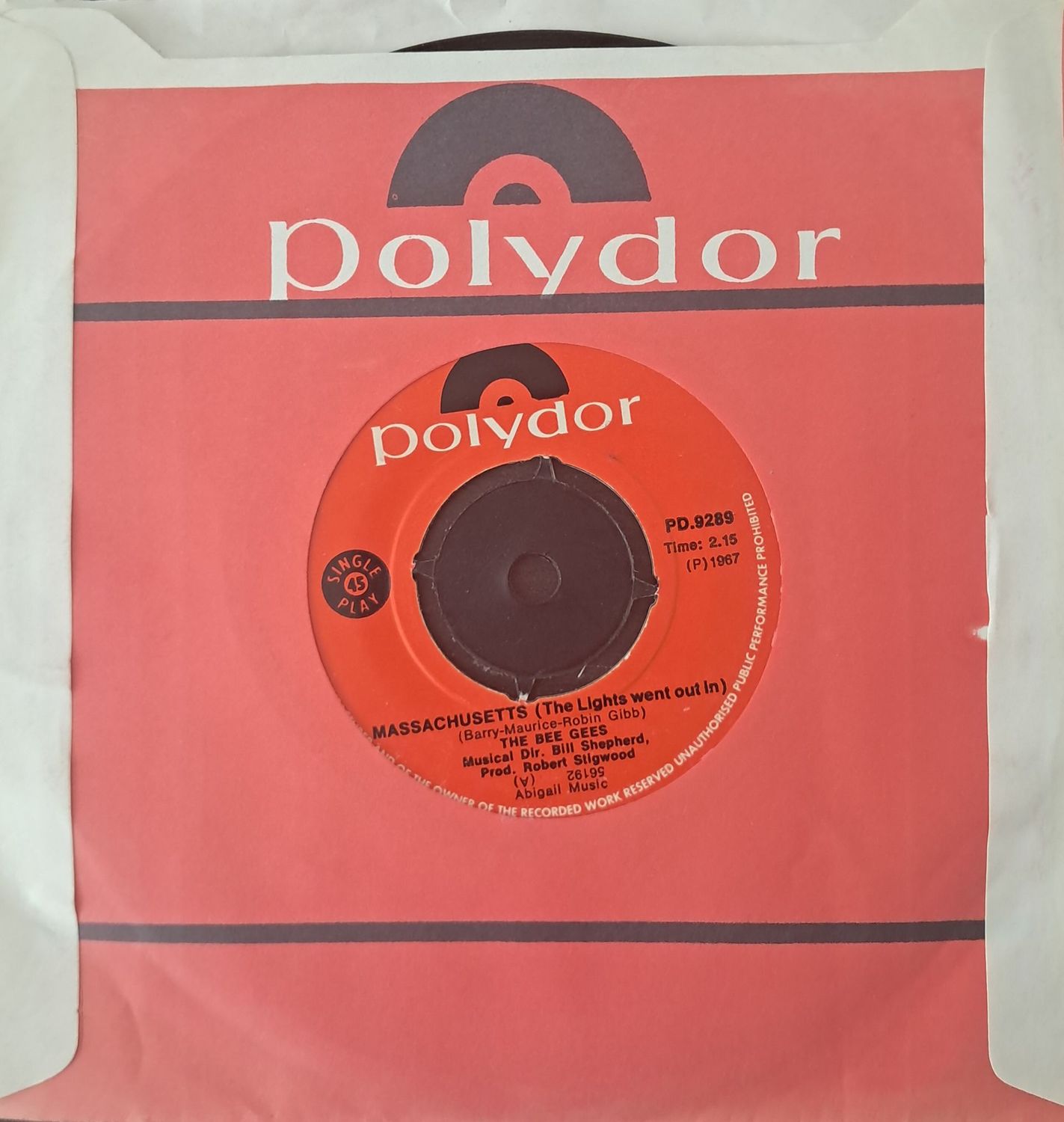 The Bee Gees* – Massachusetts (The Lights Went Out In) (7 The Bee Gees* – Massachusetts (The Lights Went Out In) (7" Single) (1967)