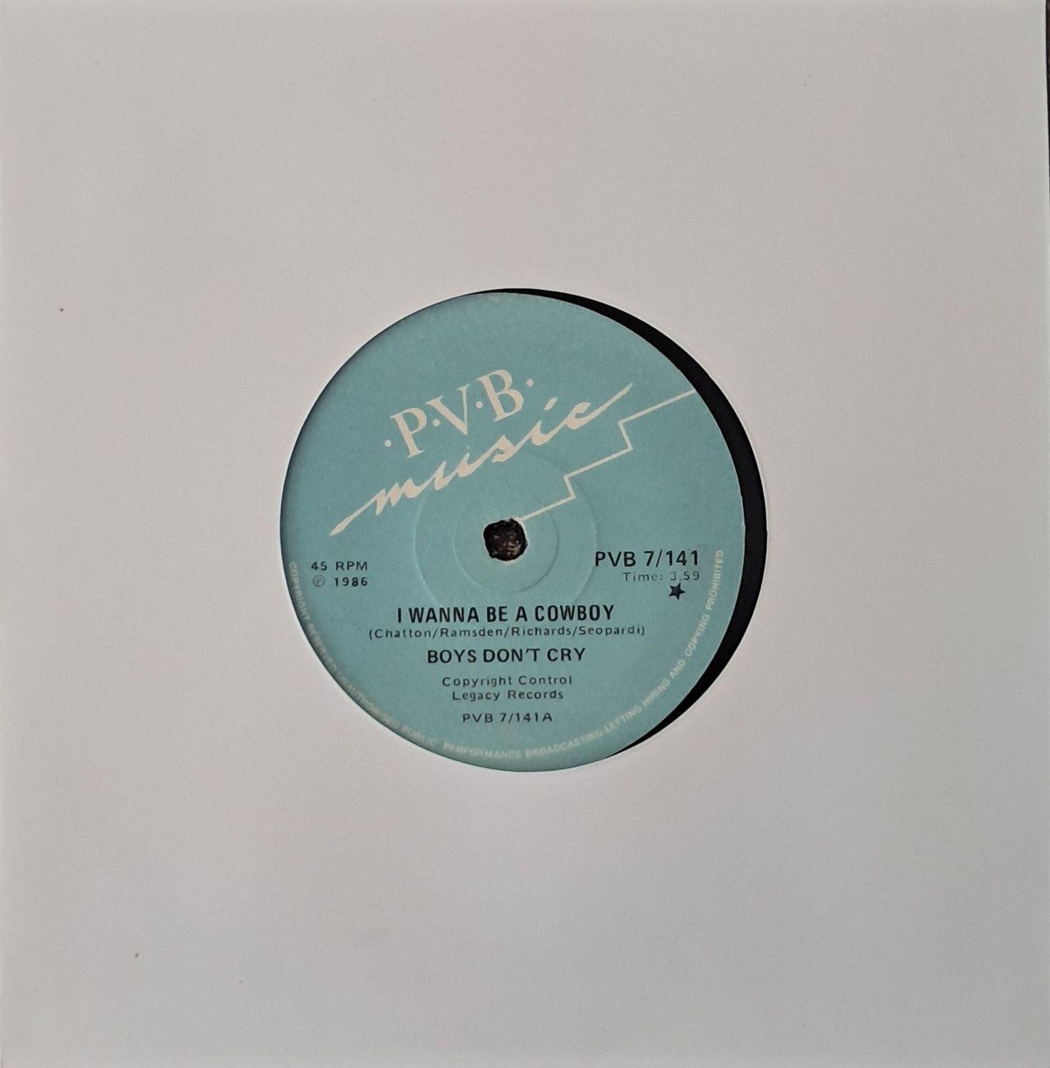 Boys Don't Cry – I Wanna Be A Cowboy (7 Boys Don't Cry – I Wanna Be A Cowboy (7"Single - 1986)