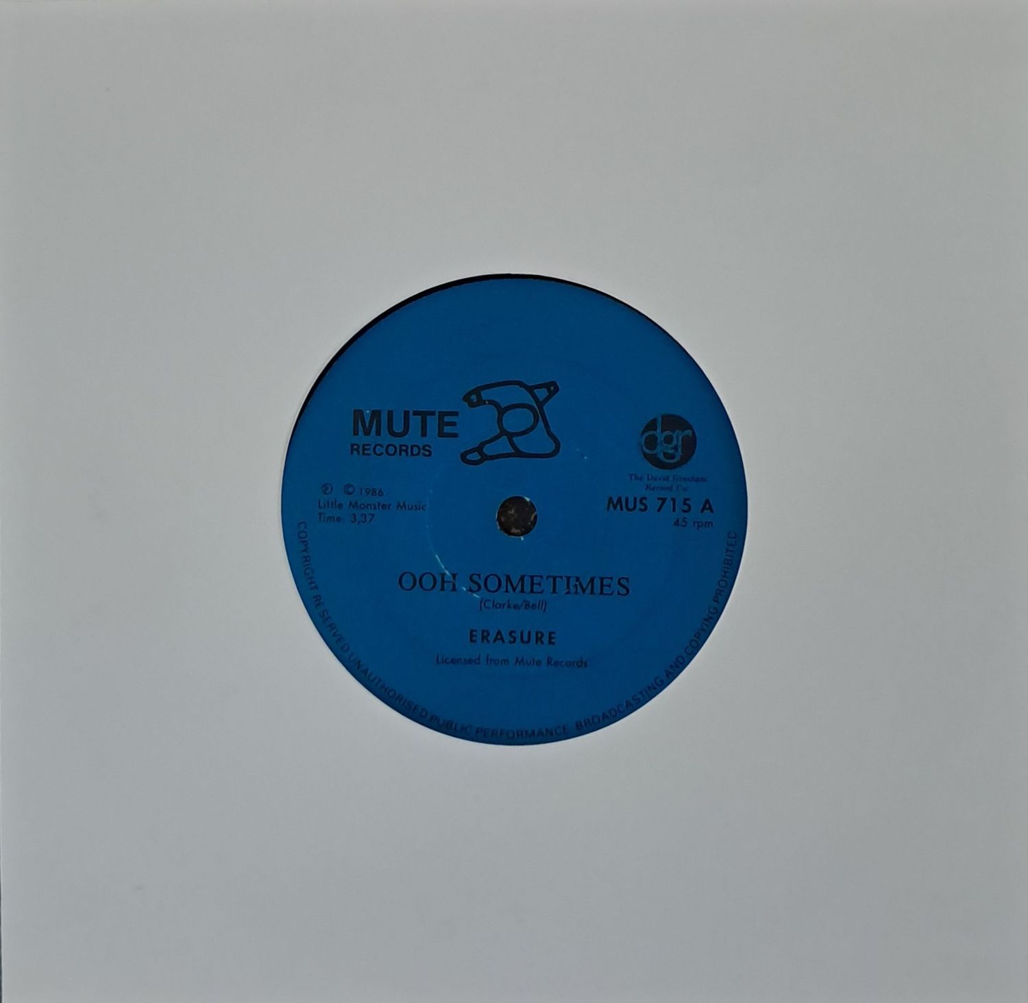 Erasure – Sometimes (7"Single - 1986)