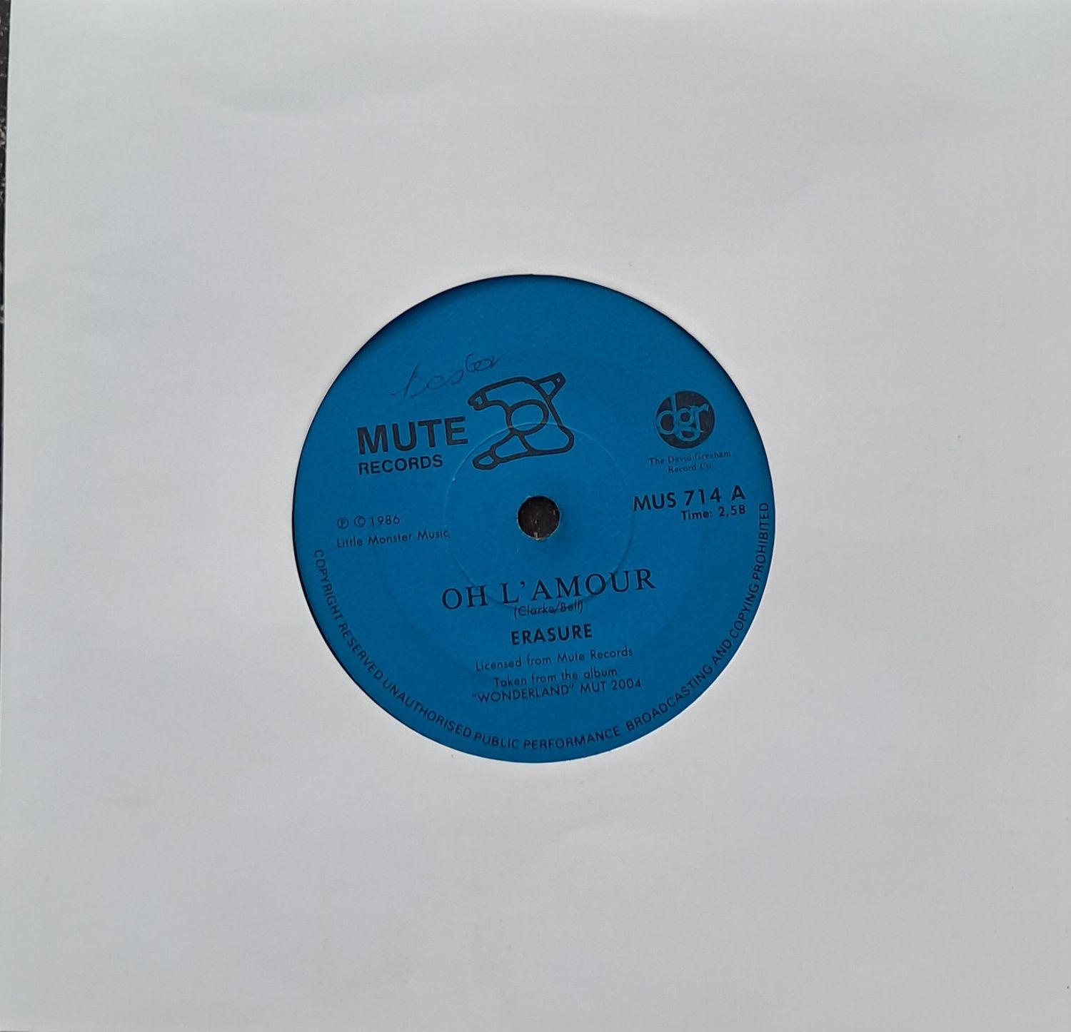 Erasure – Oh L'Amour (7"Single - 1986)