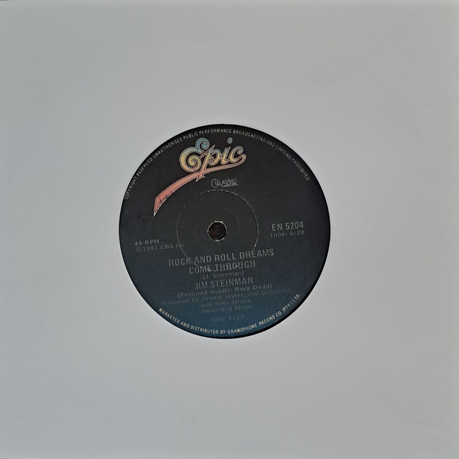 Jim Steinman – Rock And Roll Dreams Come Through (7"Single - 1981)