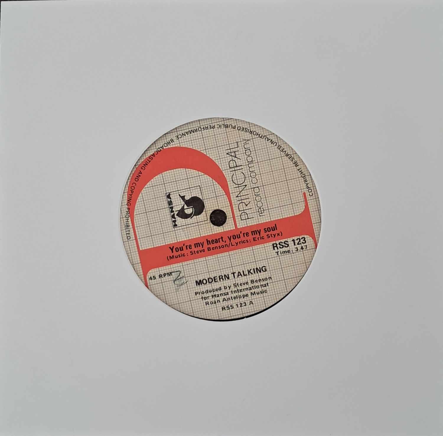 Modern Talking – You're My Heart, You're My Soul (7"Single - 1985)