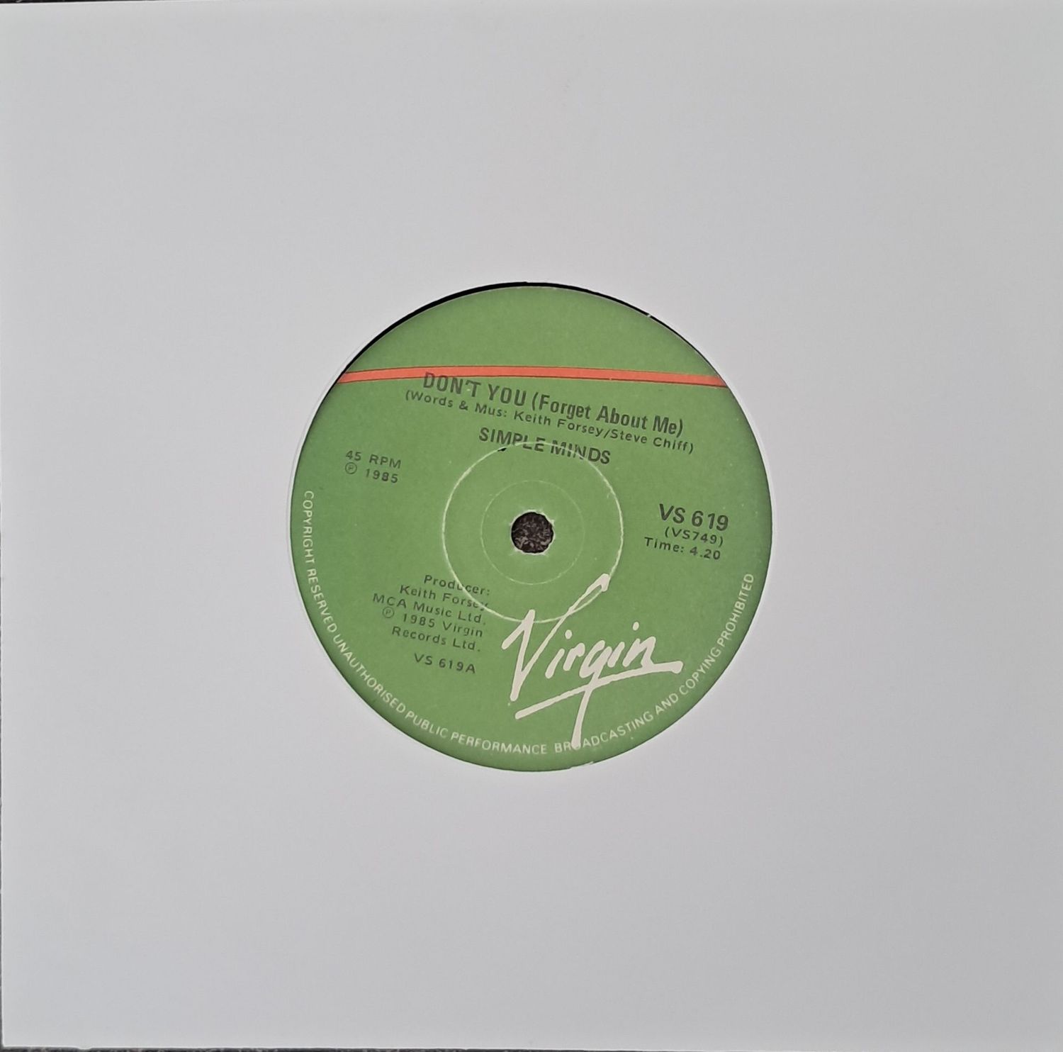 Simple Minds – Don't You (Forget About Me) (7"Single - 1985)